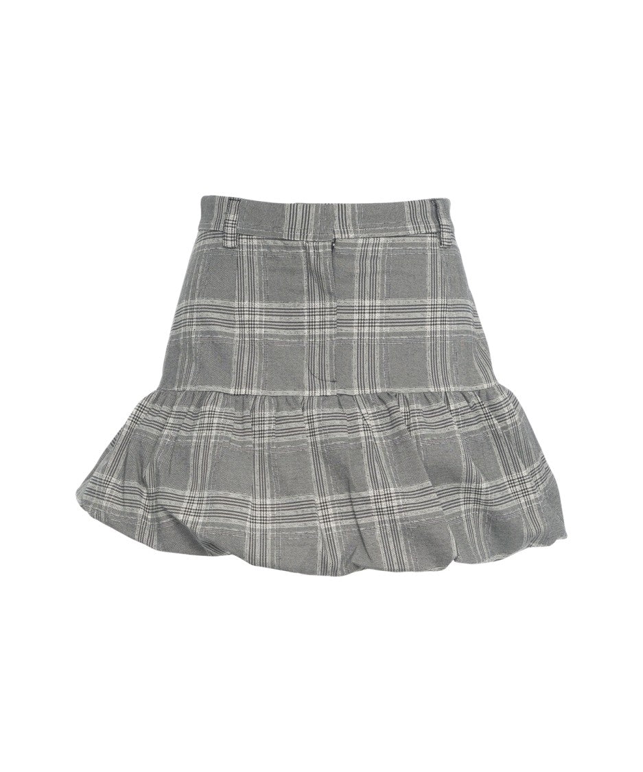 Baum Und Pferdgarten Ruffled Plaid Mini Skirt With Fitted Waist And Playful Hem