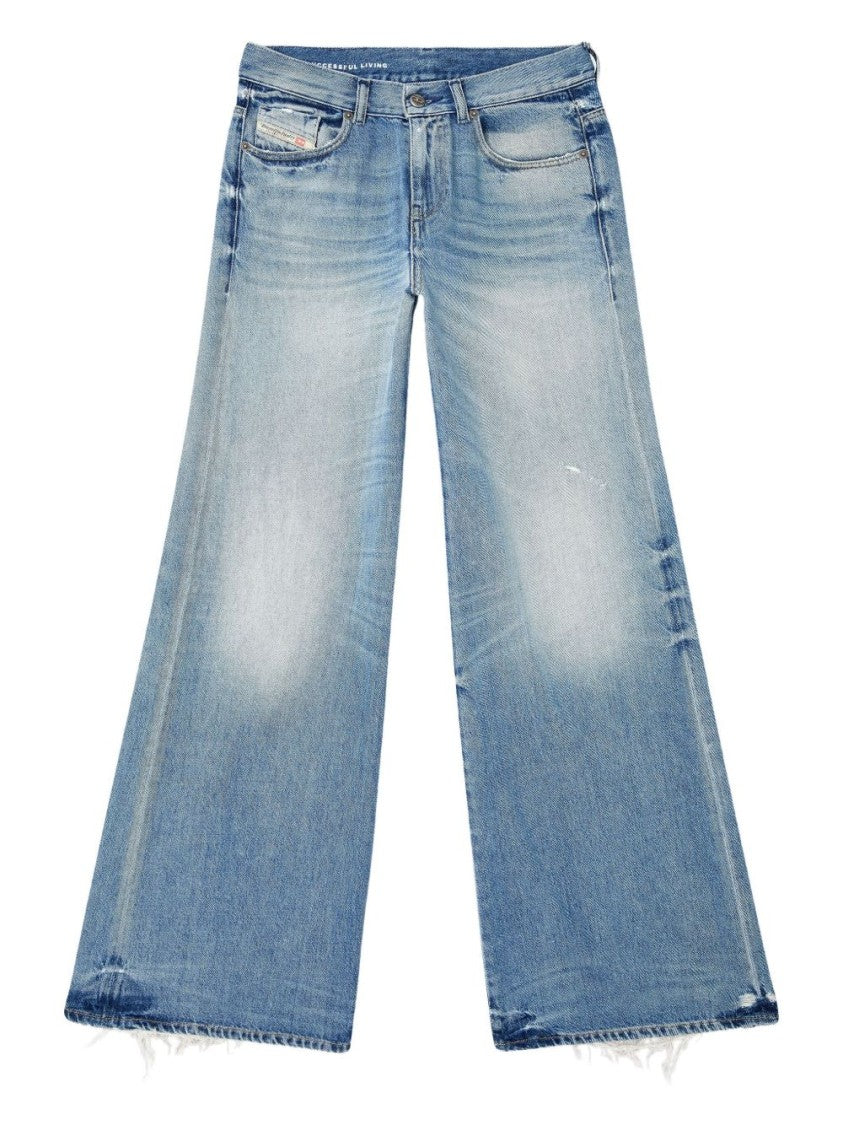 Diesel Wide-Leg Jeans With Faded Wash And Classic Five-Pocket Design