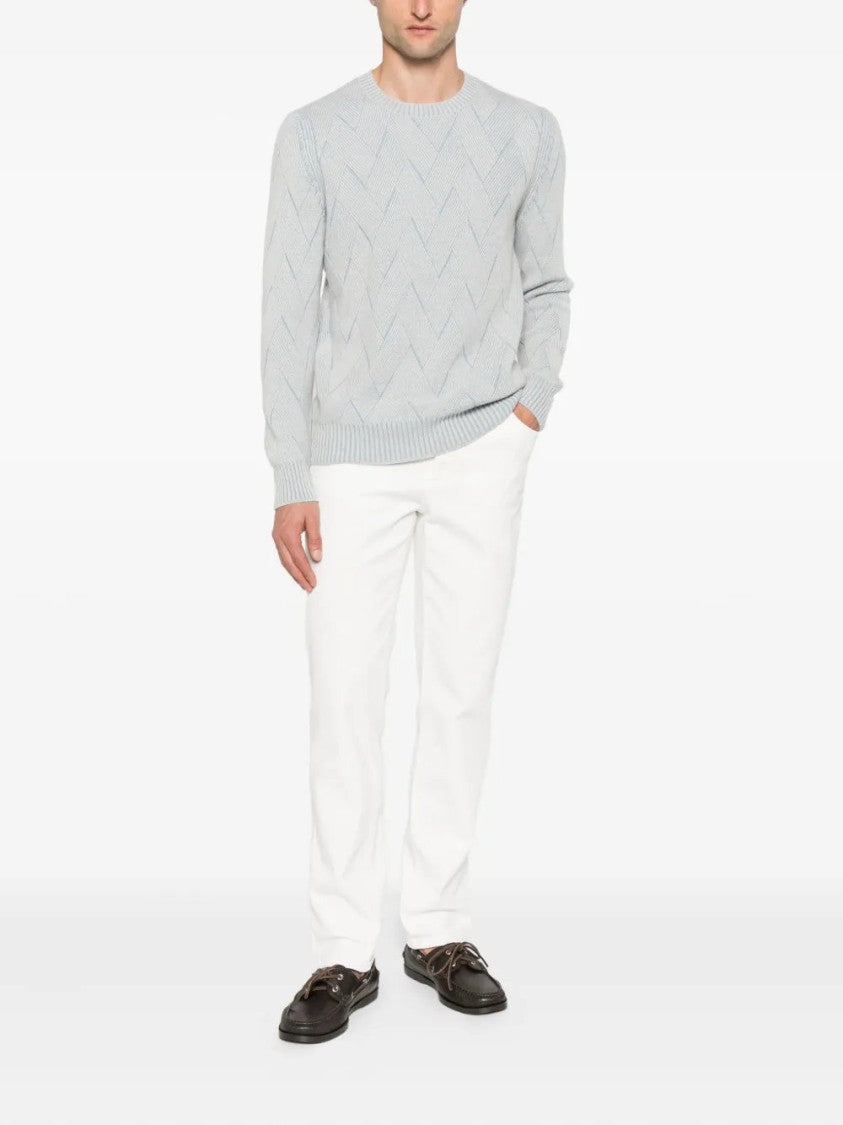 Gran Sasso Chevron-Pattern Crew-Neck Sweater