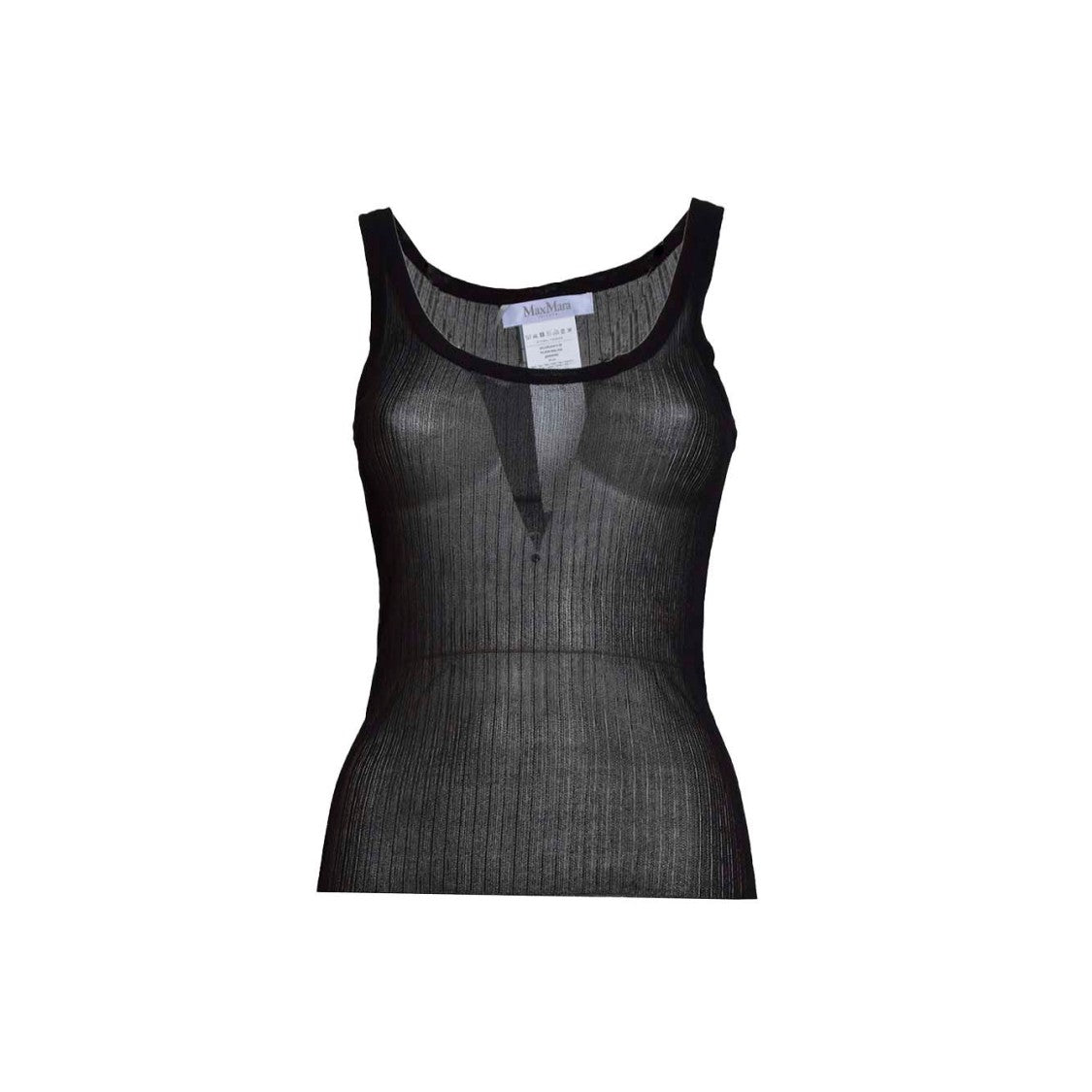 Max Mara Bastia Top In Black Ribbed Silk