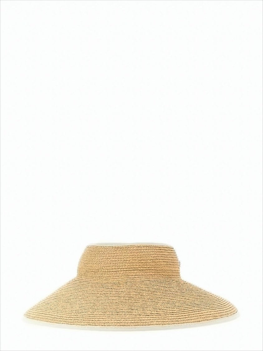 Helen Kaminski Wide-Brimmed Raffia Visor Hat With Bow Detail