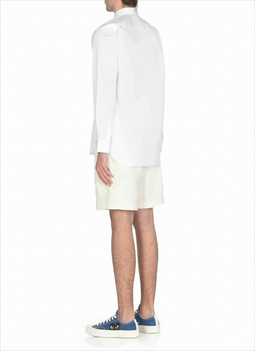 Comme Des Garçons Long-Sleeve Shirt With Pointed Collar And Curved Hem