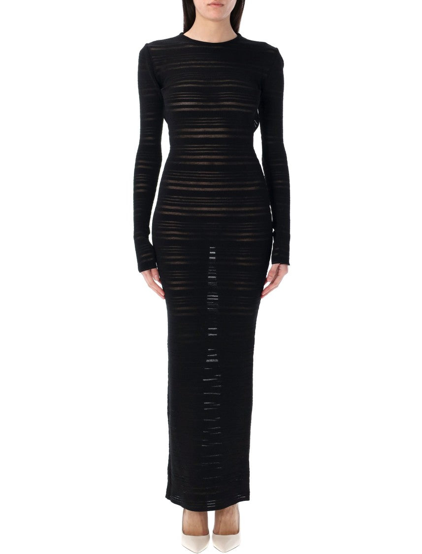 Andreâdamo Long Dress Striped Sheer
