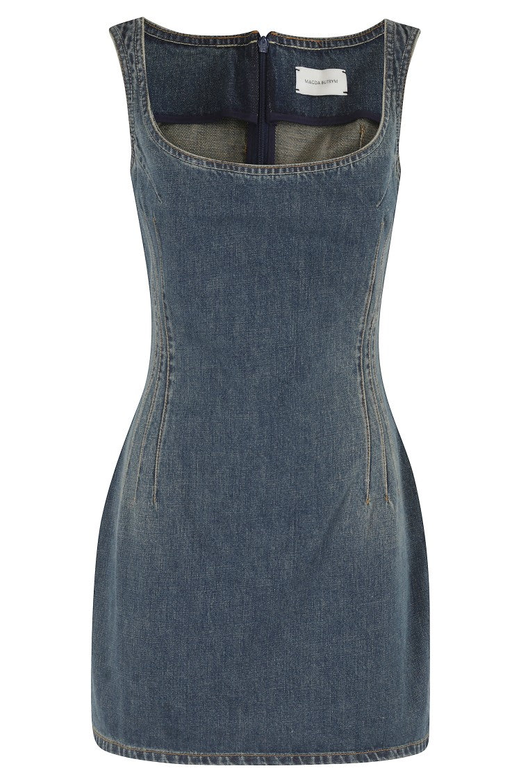 Magda Butrym Vintage Blue Spaghetti Strap Mini Dress