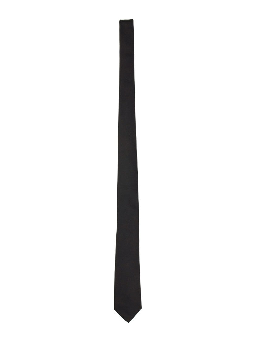 Ferragamo Black Silk Tie With Refined Finish