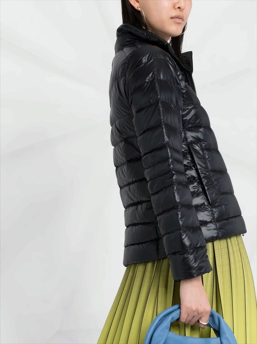 Canada Goose Shiny Quilted Short Jacket With High Collar And Fitted Silhouette