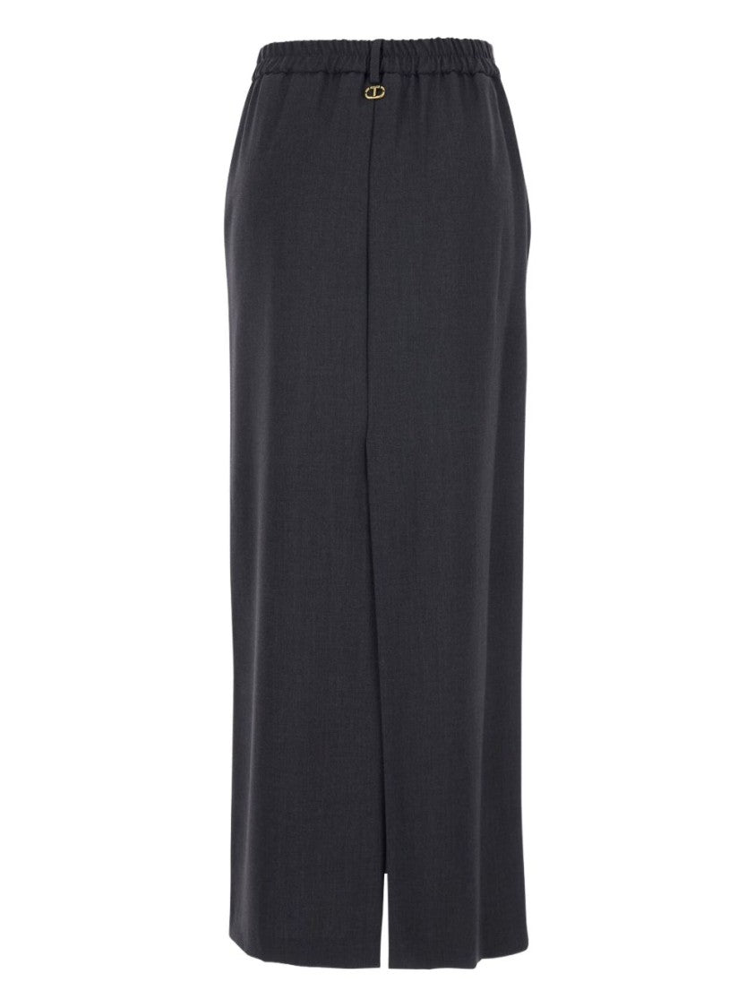 Twin-Set Tailored Midi Skirt With Button Closure