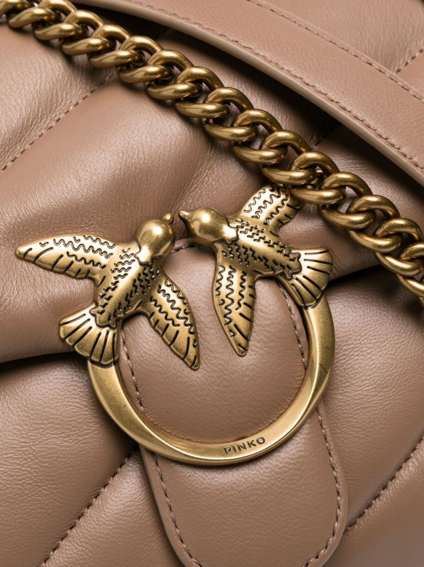 Pinko Quilted Calf Leather Shoulder Bag