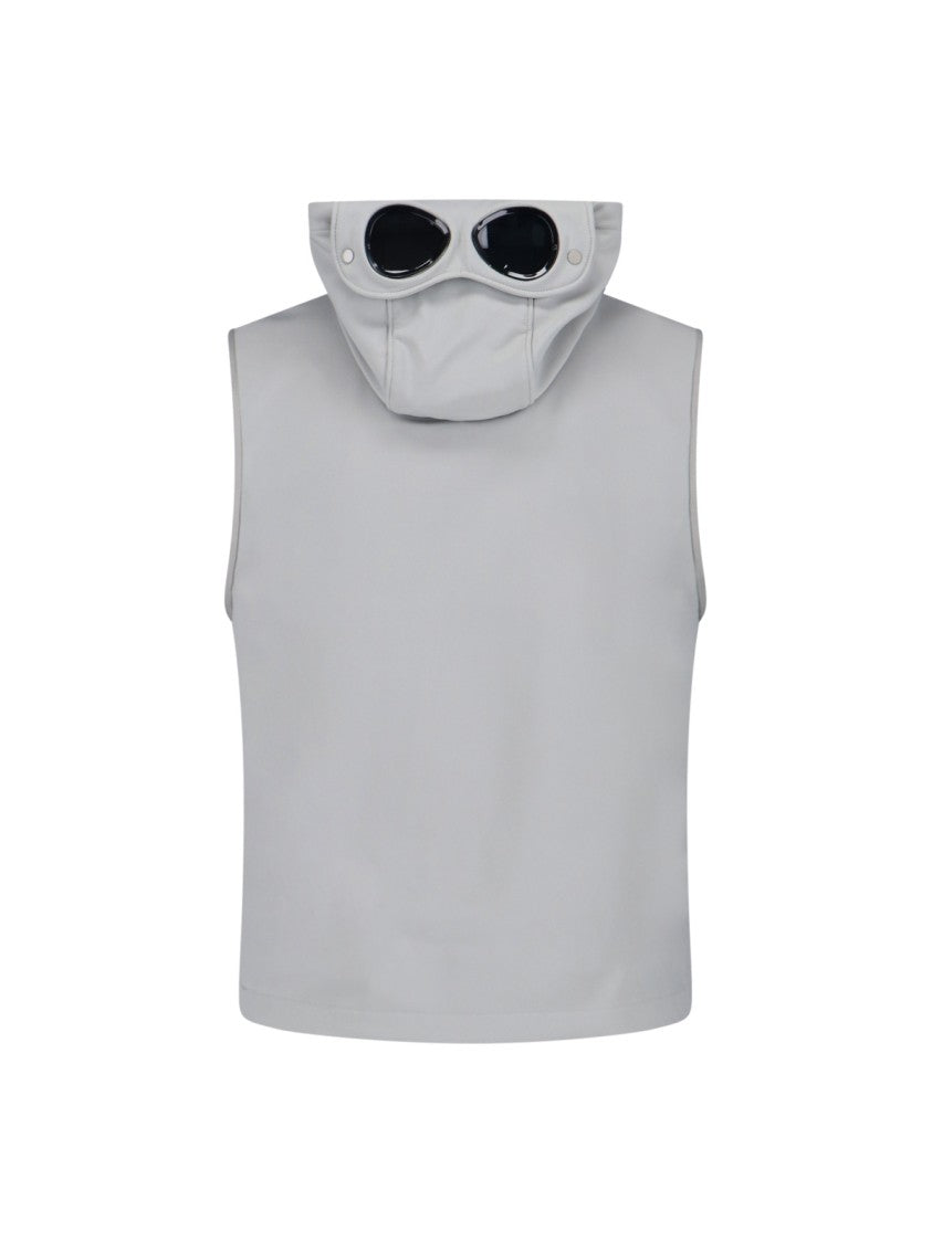 C.P. Company Sleeveless Light Grey Jacket With High Collar And Detachable Hood