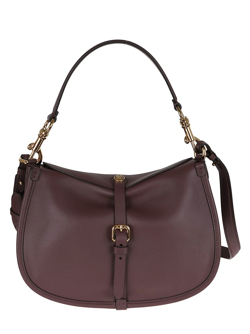 Etro Curved Burgundy Leather Crossbody Hobo Bag