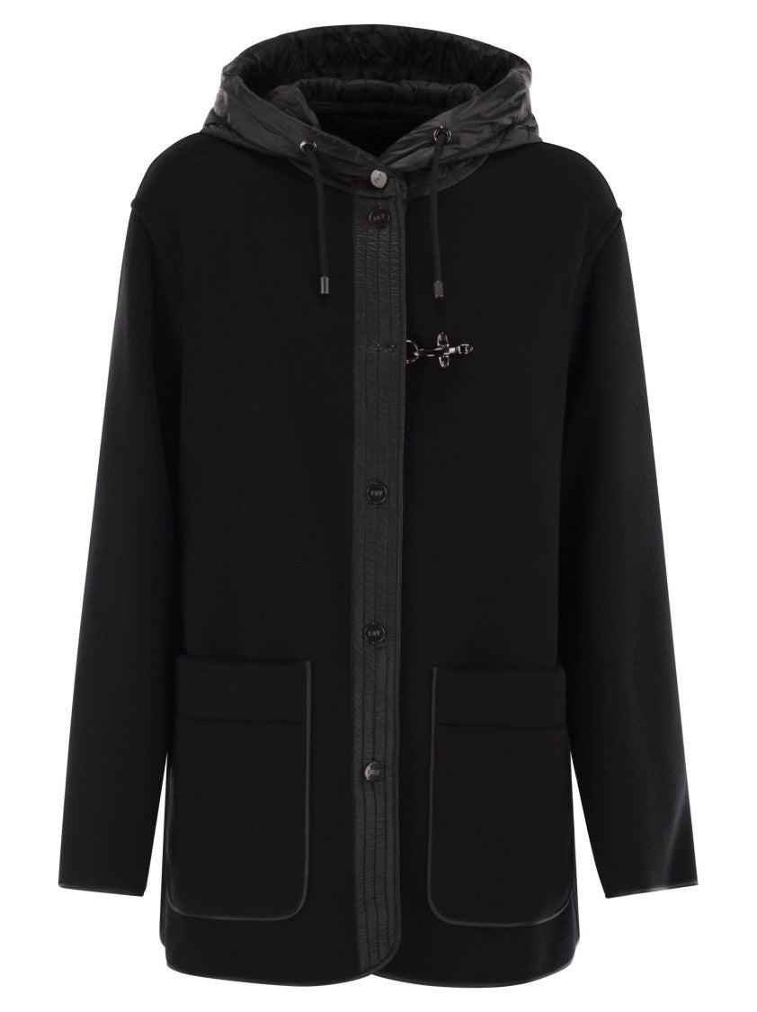Fay Two-Material Wool And Cashmere Caban Coat