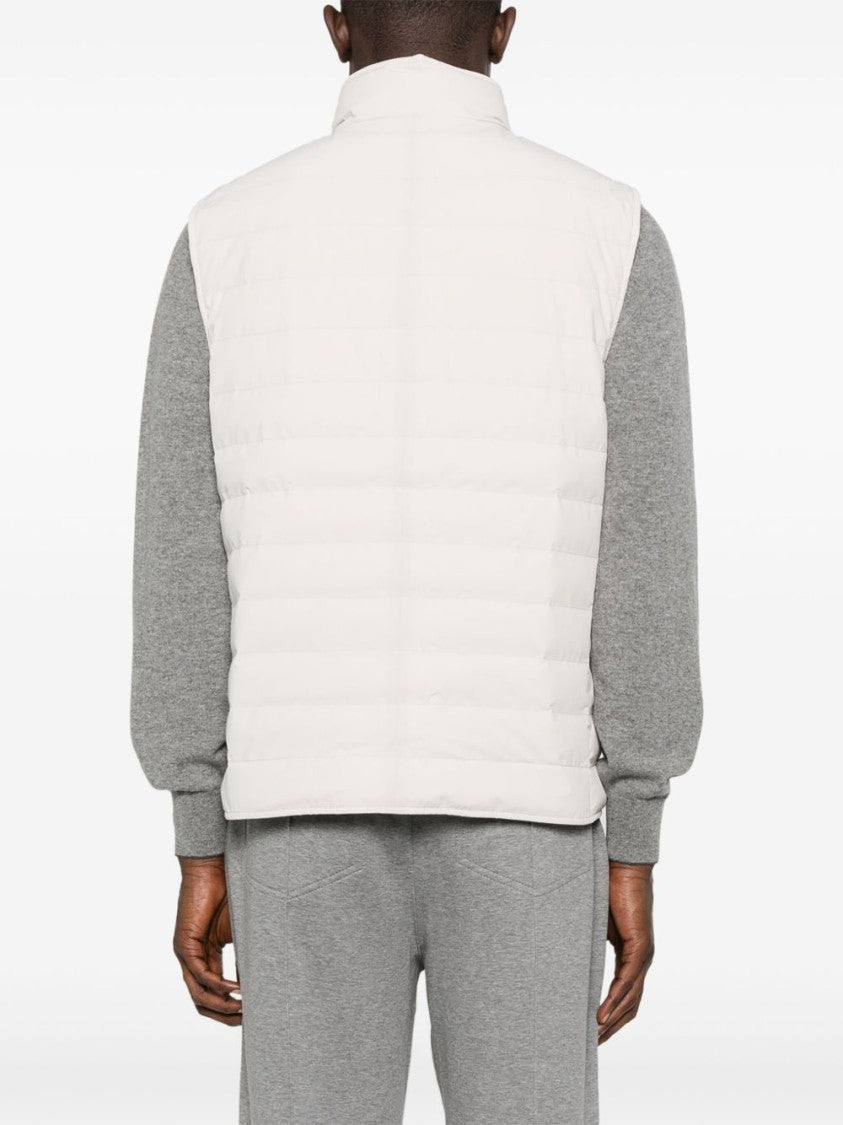 Brunello Cucinelli Quilted Sleeveless Vest With High Stand Collar And Minimalist Design