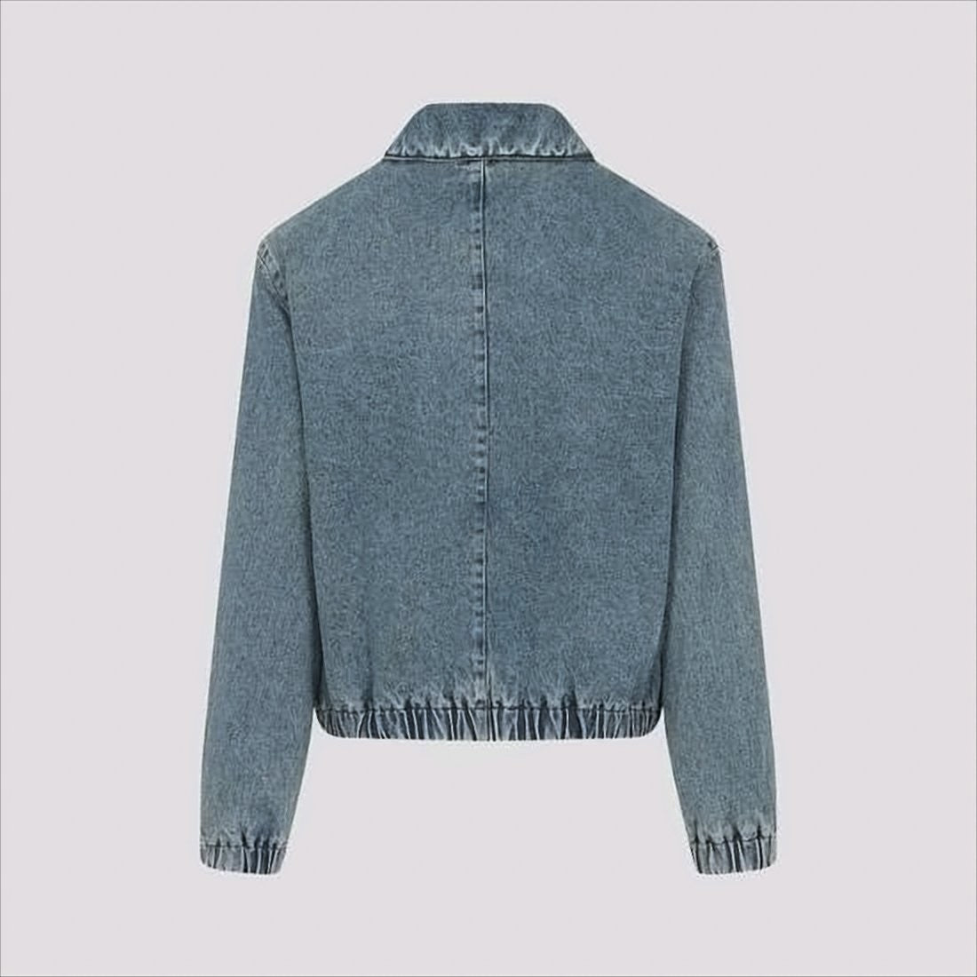 Ami Classic Blue Denim Jacket With Embroidered Logo