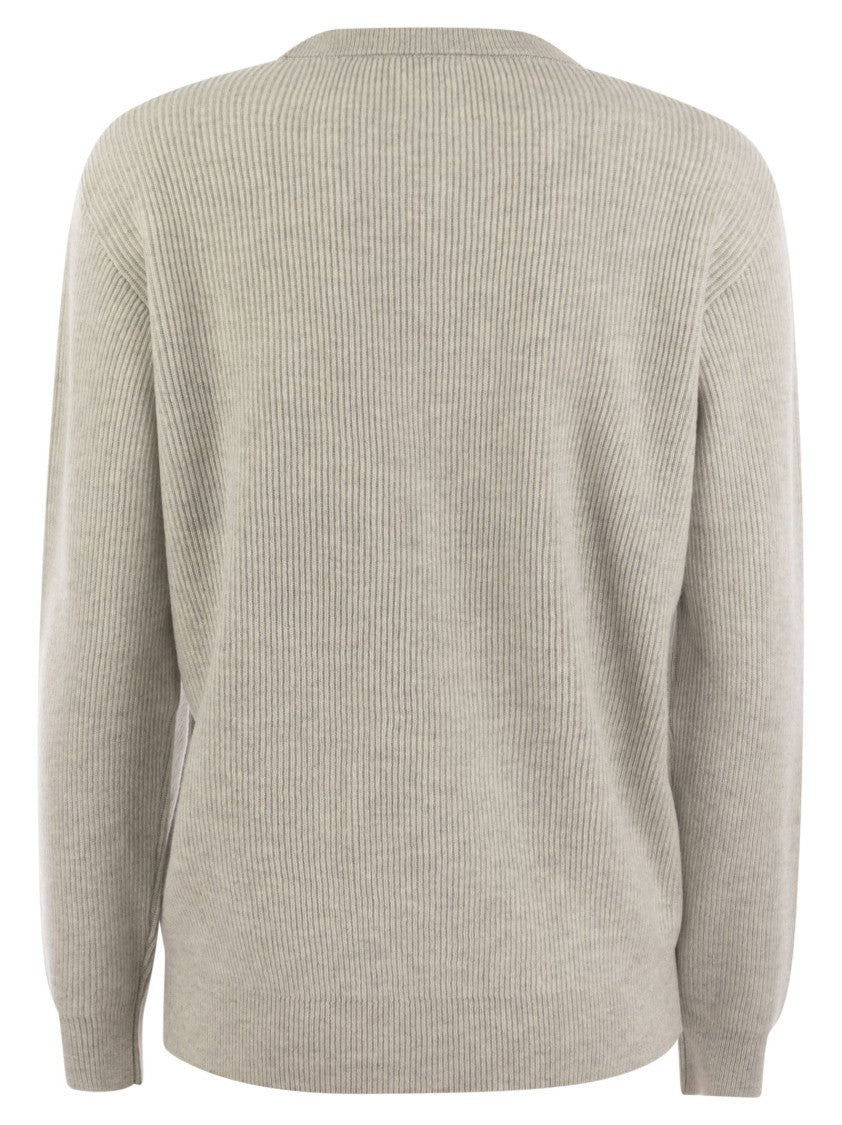 Brunello Cucinelli English Rib Cashmere Sweater With Monile