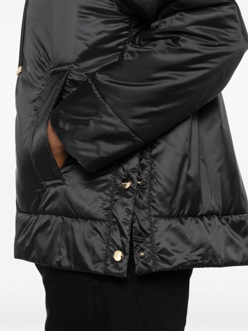 Max Mara Shiny Black Jacket With Adjustable Drawstring Hood