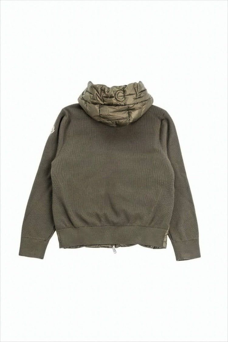 Moncler Quilted Padded Jacket With Knitted Sleeves And Hood