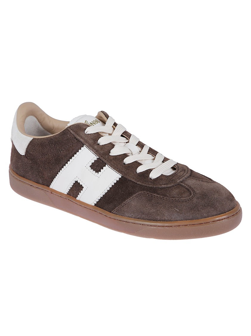 Hogan Dark Brown Suede Sneakers With Ivory Accents