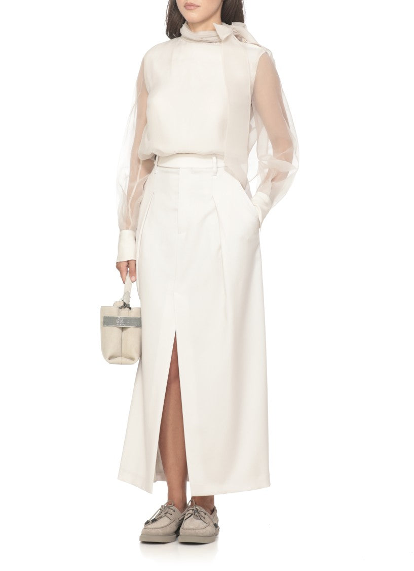 Brunello Cucinelli Ivory Silk Blouse