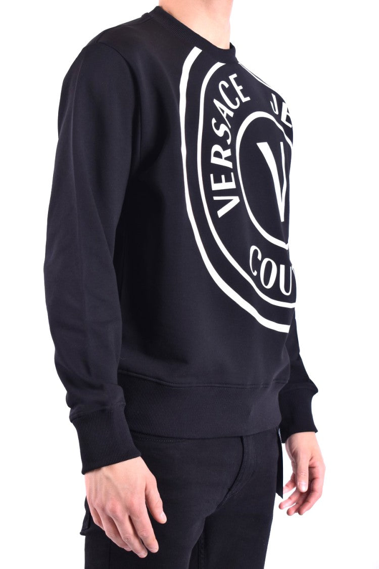 Versace Jeans Couture Black Sweatshirt With Bold Logo Print