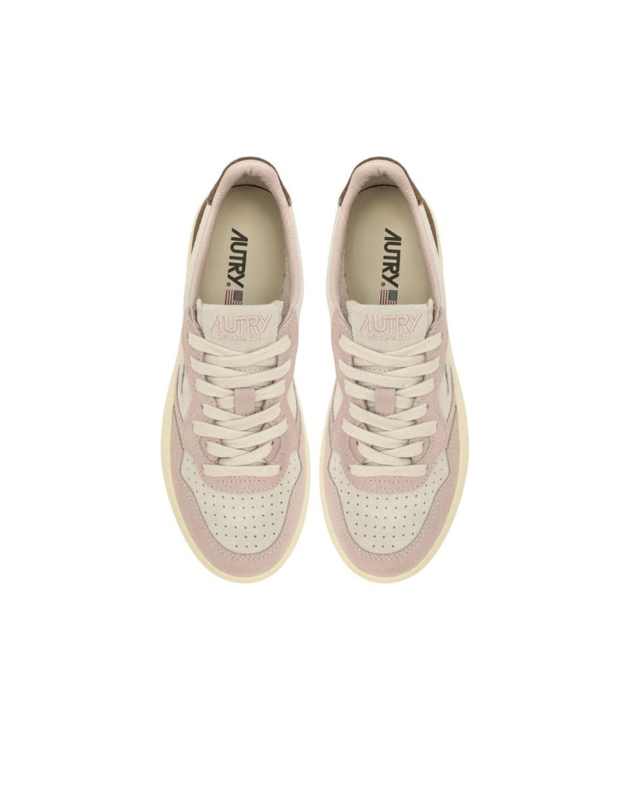 Autry Suede Low-Top Sneakers With Tricolor Design And Cushioned Collar