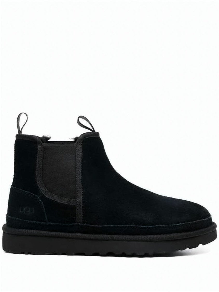 Ugg Black Suede Ankle Boots With Elastic Side Panels