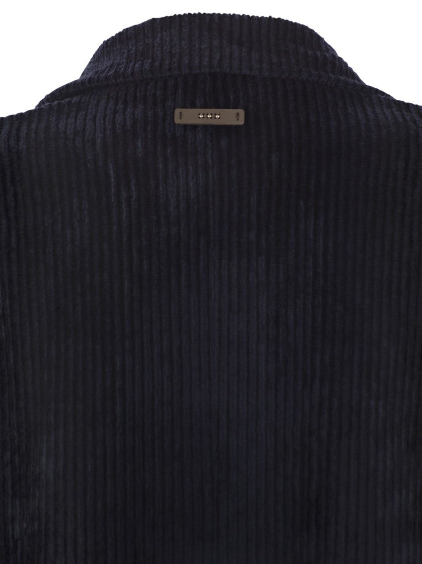 Peserico Double-Breasted Velvet Blazer With Classic Lapels
