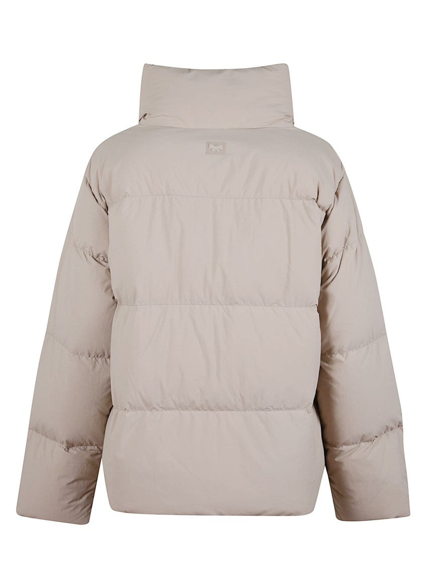 Max Mara Oatmeal Down Jacket With Stand Collar