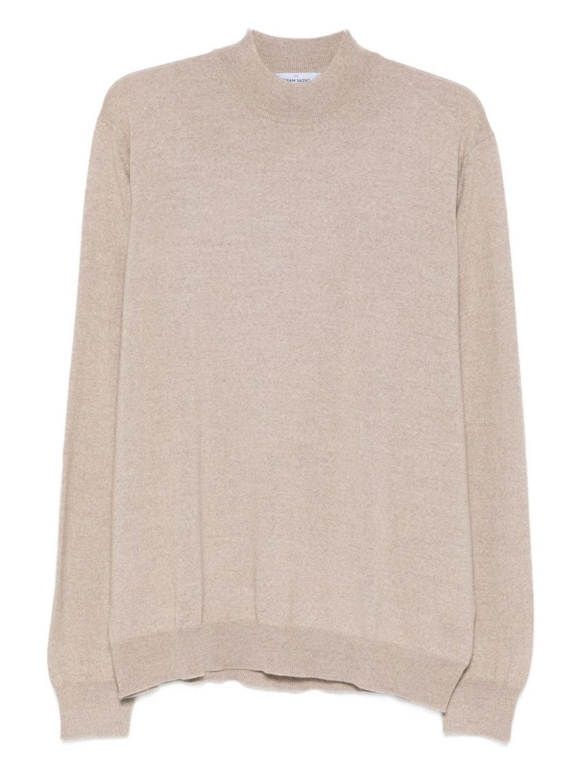 Gran Sasso Crew Neck Beige Sweater In 100% Virgin Wool