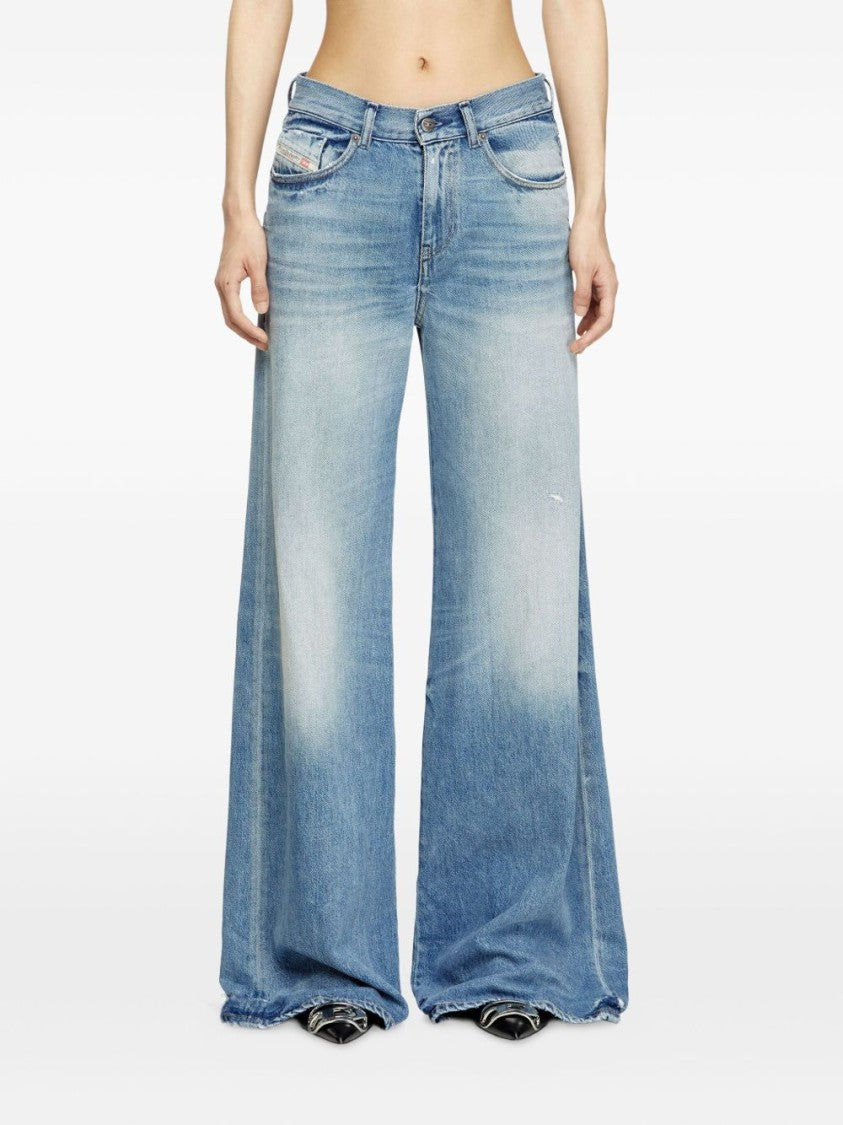 Diesel Wide-Leg Jeans With Faded Wash And Classic Five-Pocket Design