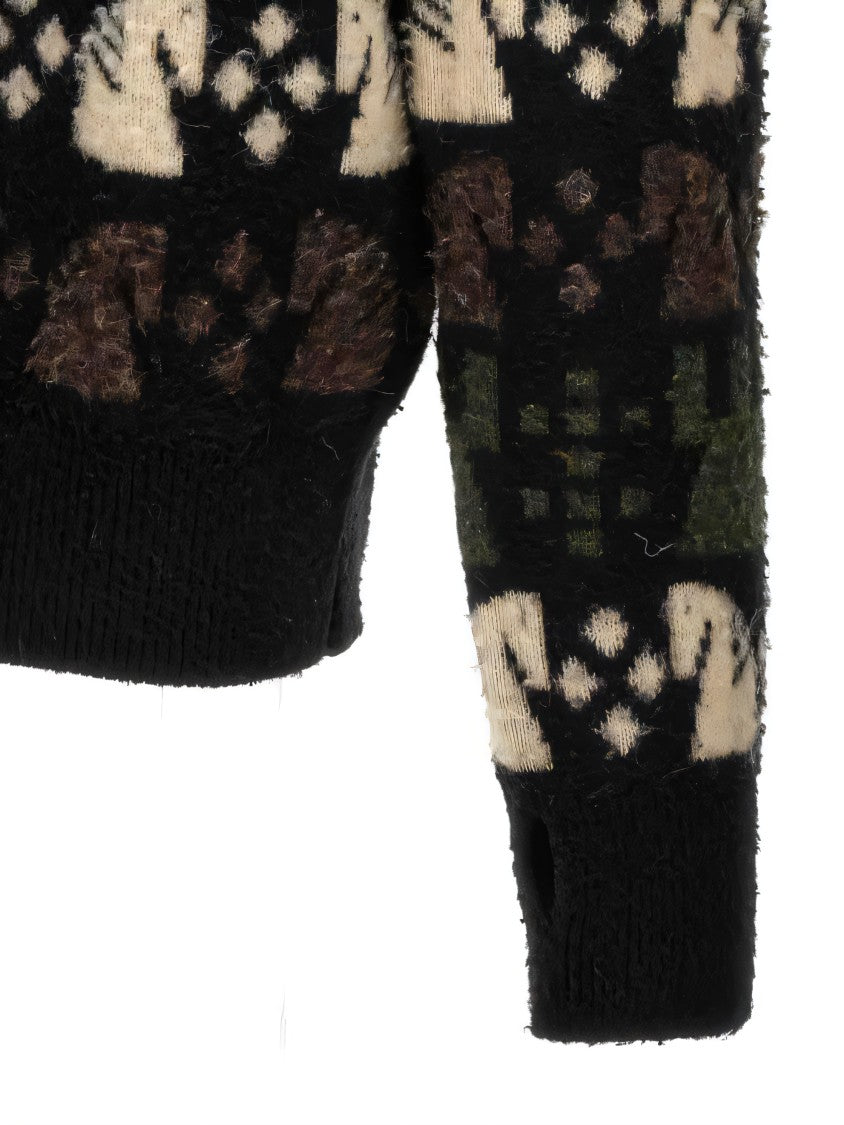 Burberry Horse Motif Patterned Wool Blend Sweater