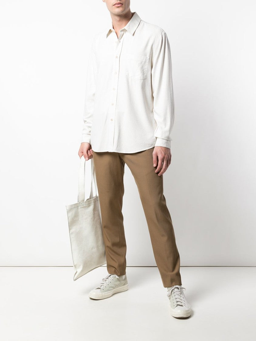 Our Legacy White Silk Classic Shirt With Curved Hem