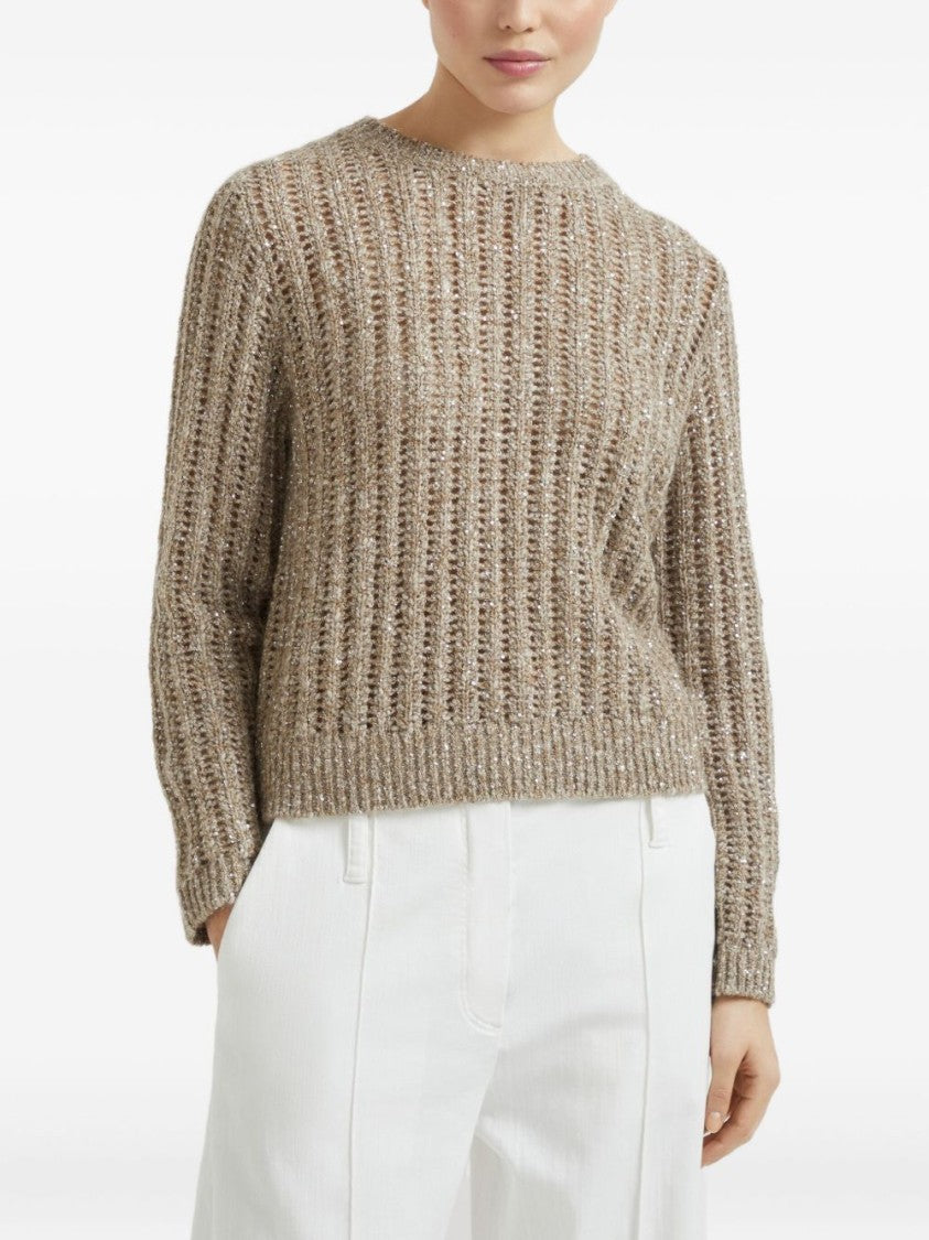 Brunello Cucinelli Textured Ribbed Sweater With Shimmering Threads