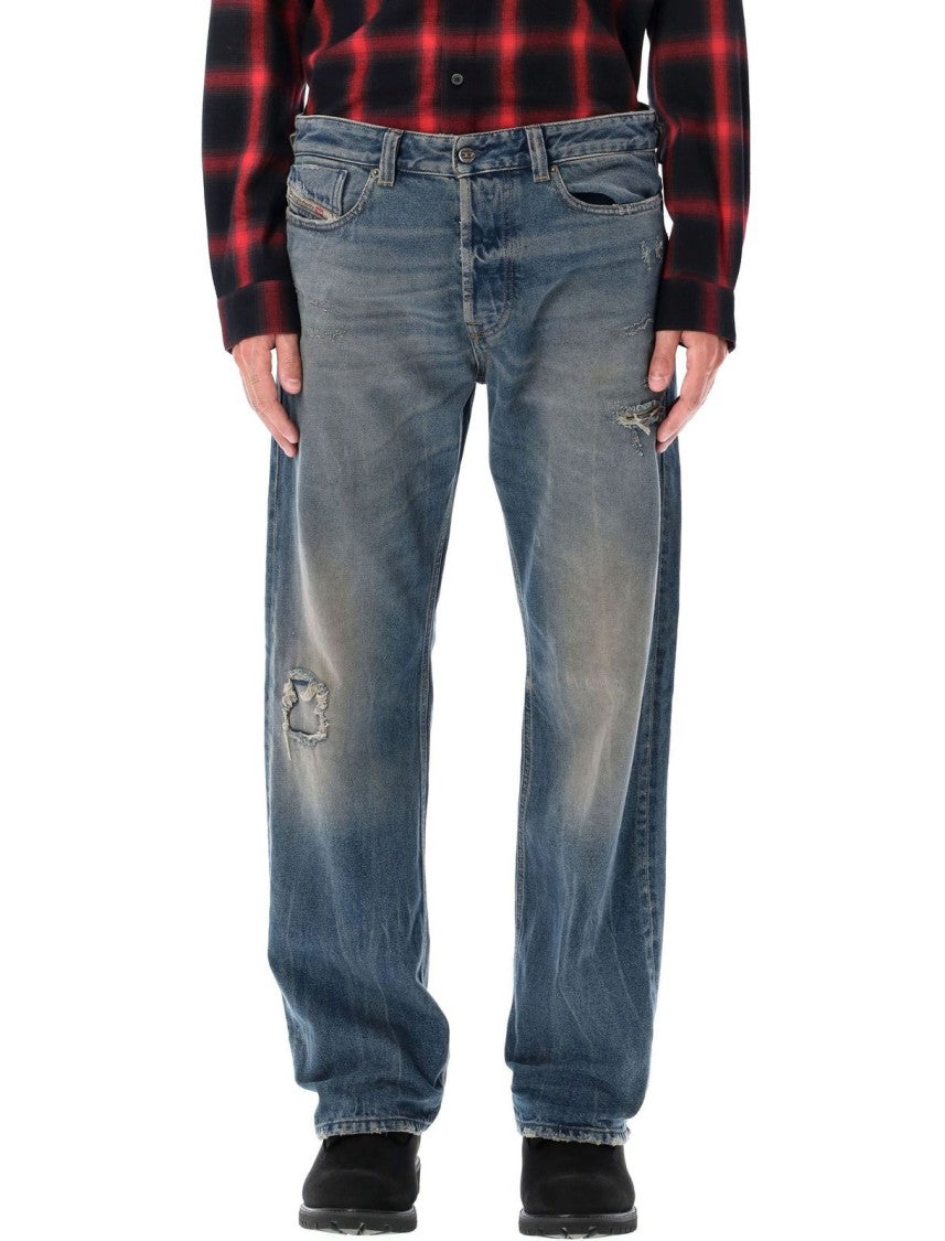 Diesel Faded Blue Relaxed-Fit Jeans With Distressing And Whiskering