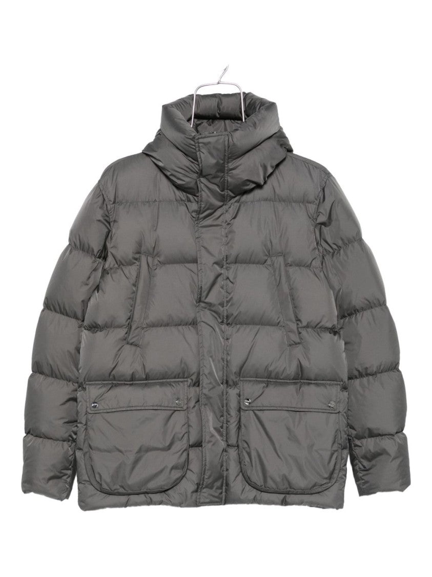 Herno Gray Puffer Jacket With High Collar