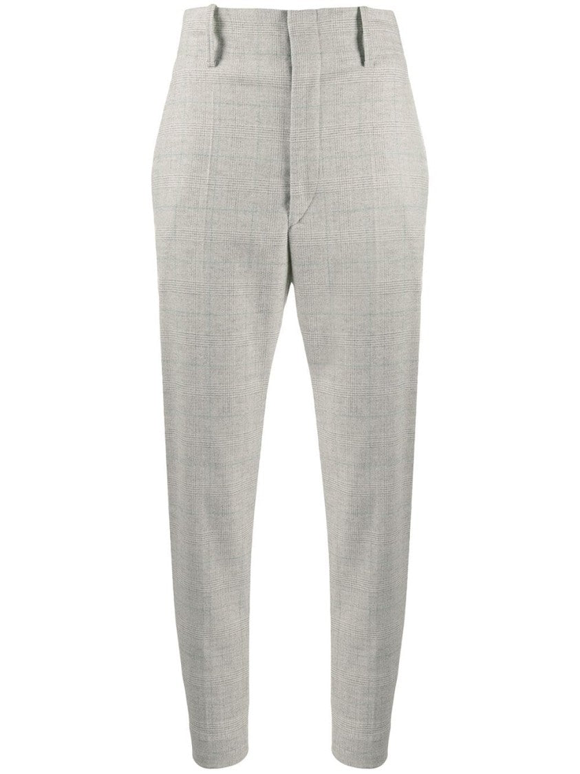 Isabel Marant Étoile Light Grey Checkered Tailored Trousers