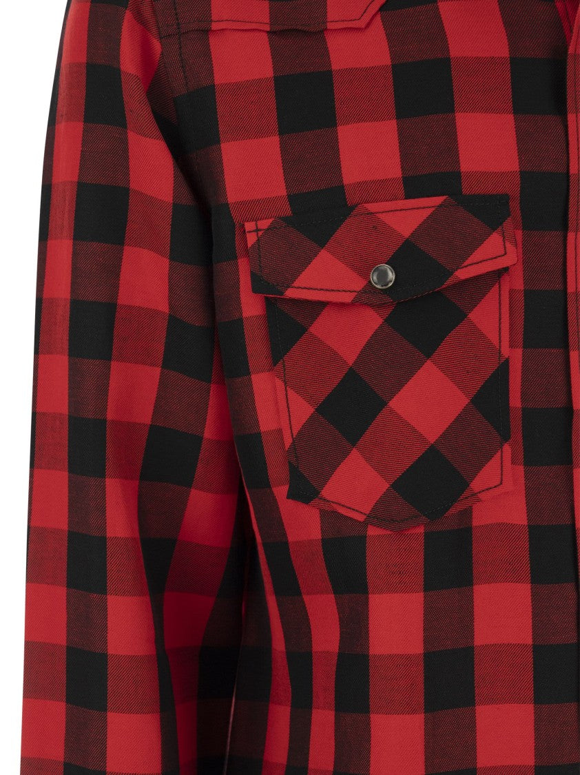 Pt Torino Checked Shirt In Cotton And Linen Blend