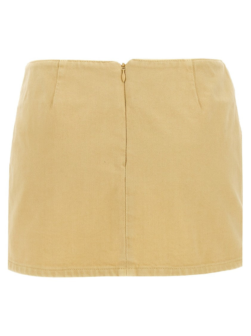 Magda Butrym Cotton Denim Miniskirt With 3D Floral Detail