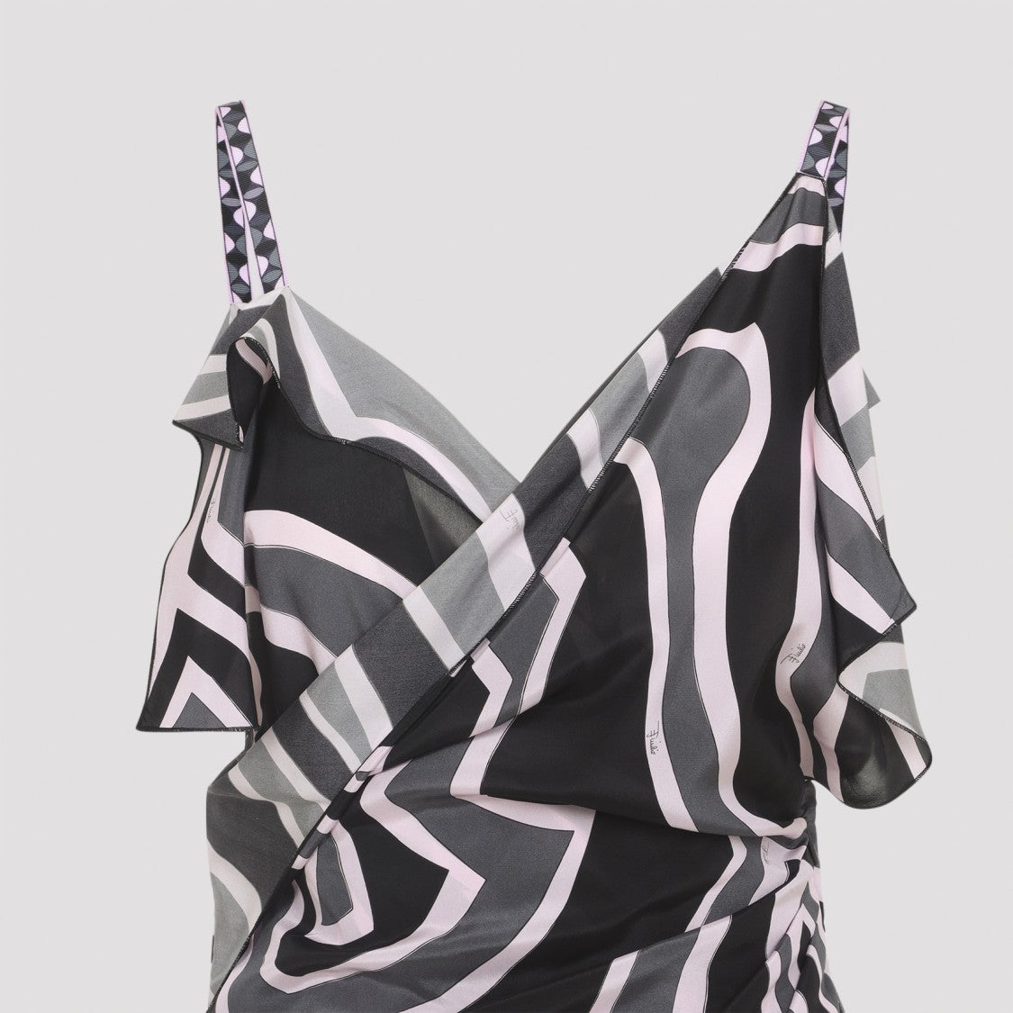 Pucci Hem Silk Midi Dress With Wrap Bodice