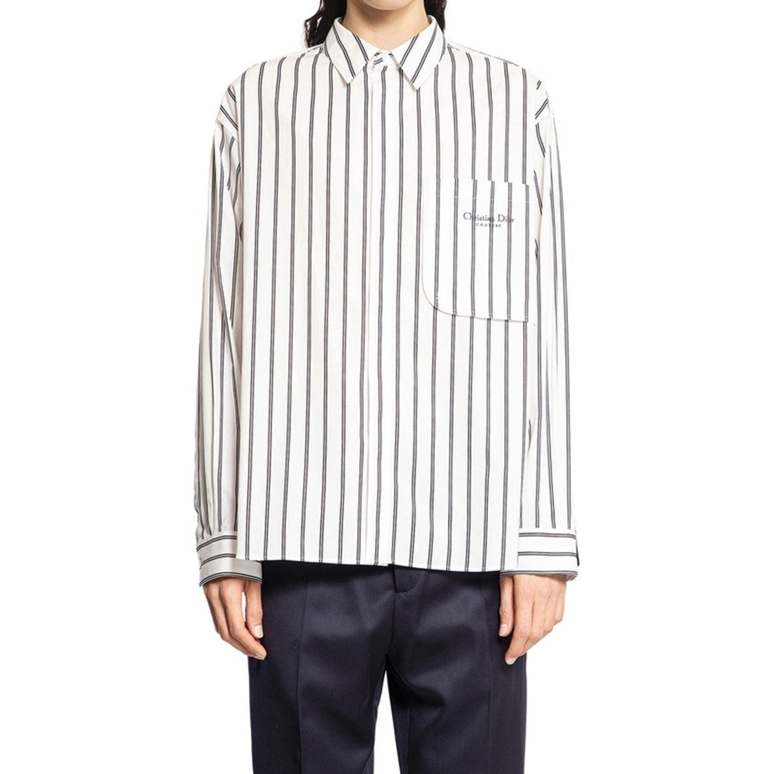 Dior Cotton Striped Shirt With Iconic Embellished Pocket