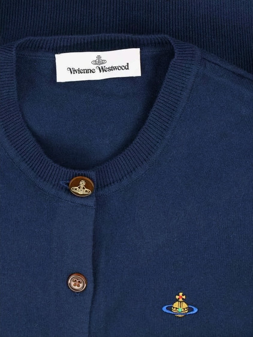 Vivienne Westwood Round Neck Cashmere-Blend Cardigan With Ribbed Hem