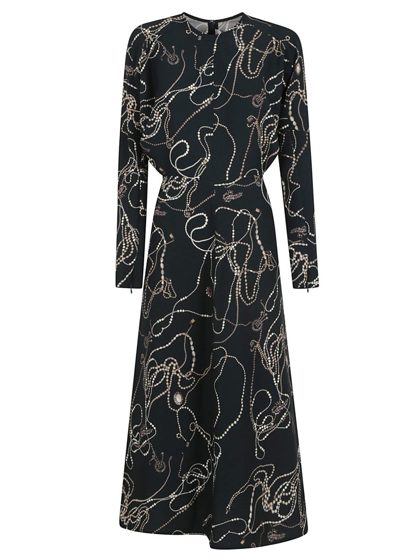 Victoria Beckham Midi Dress With Pattern And Flattering Fit