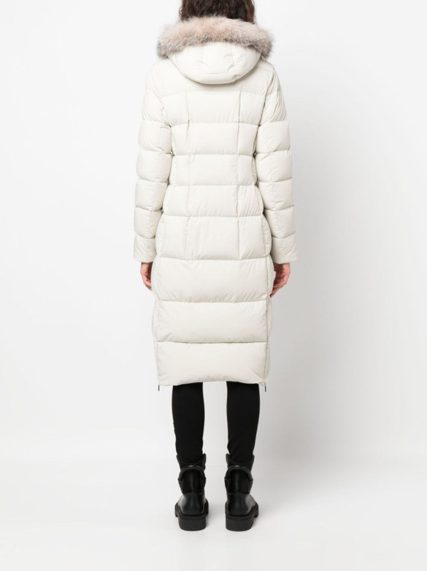 Moorer Long Down Jacket With Hairy Hat