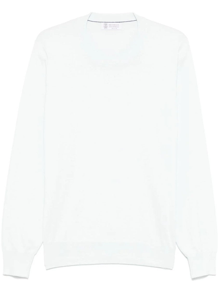 Brunello Cucinelli Long-Sleeve Crewneck Sweater With Ribbed Cuffs