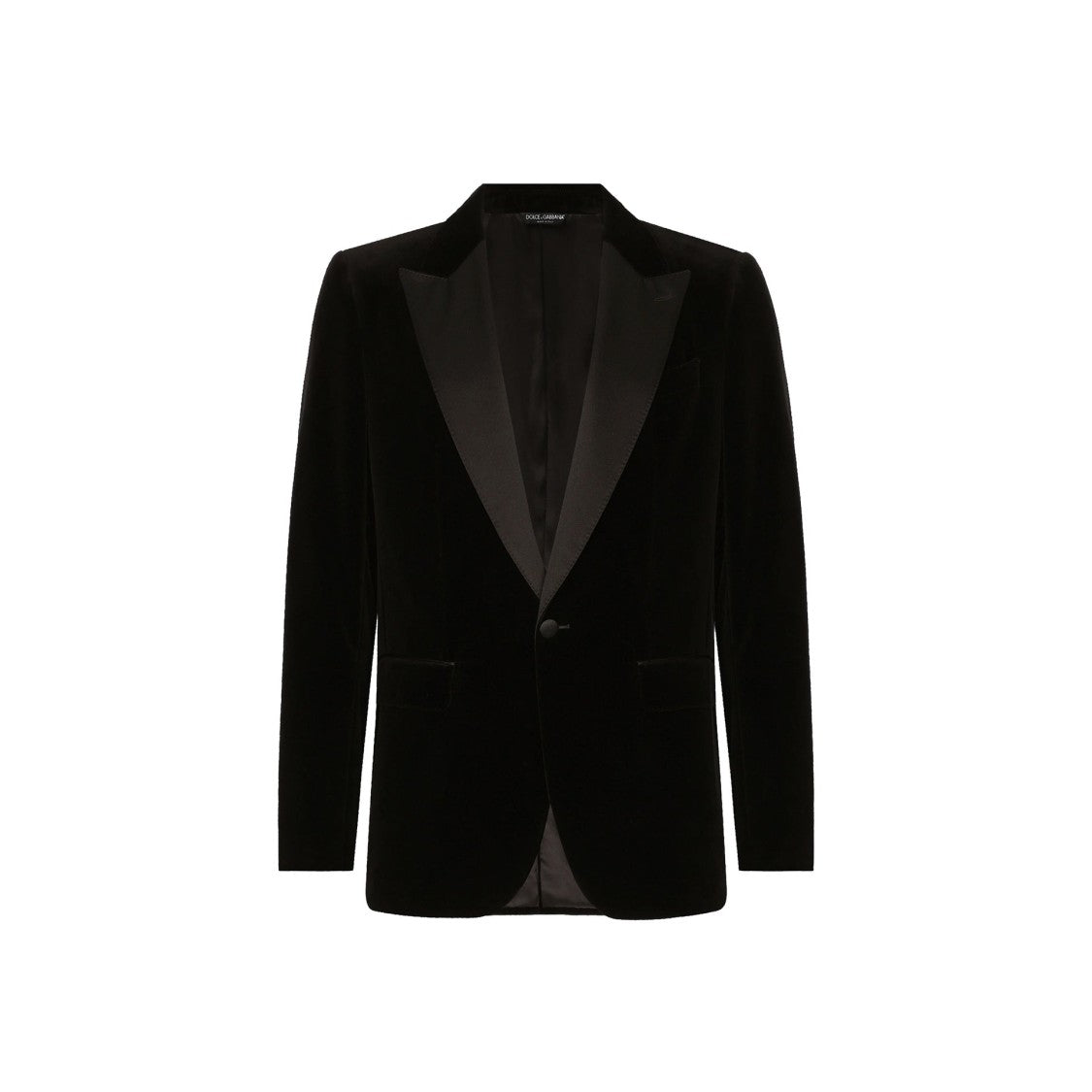 Dolce & Gabbana Peak Lapel Tuxedo Velvet Jacket With Padded Shoulders