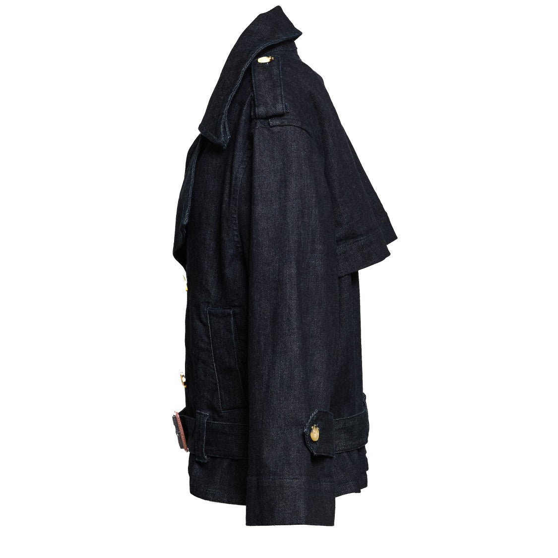 Self-Portrait Oversized Denim Trench Jacket With Double-Breasted Closure