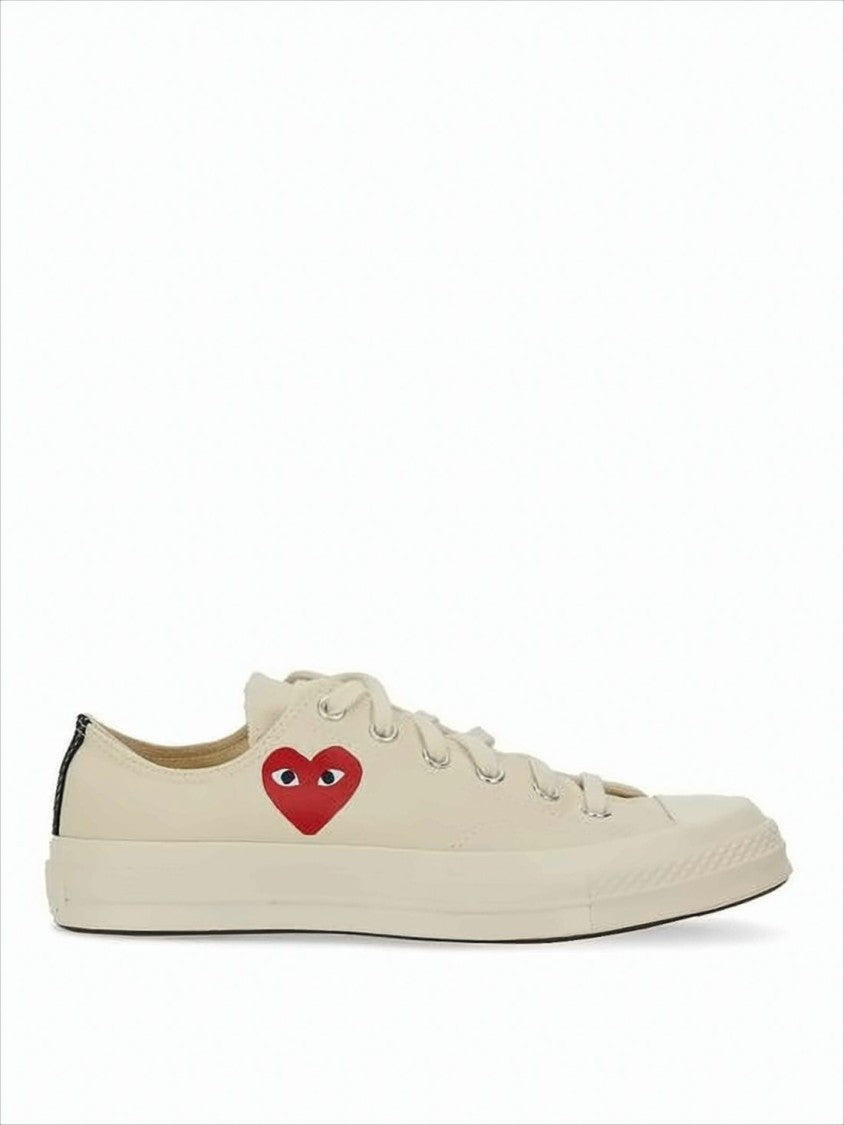 Comme Des Garçons Cotton Canvas Low-Top Sneakers With Iconic Heart Design