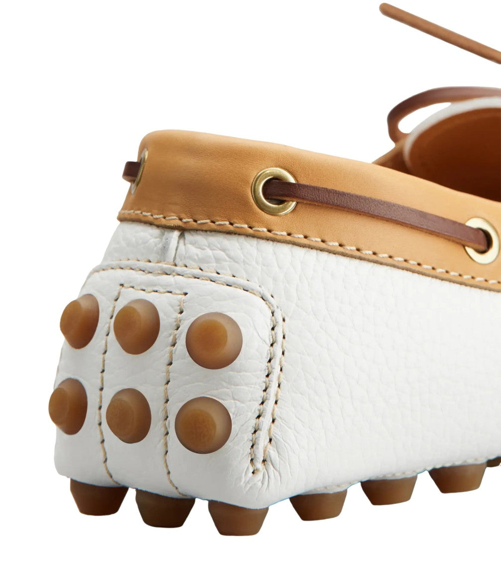 Tod's Gommino Bubble White Leather Loafers With Rubber Sole