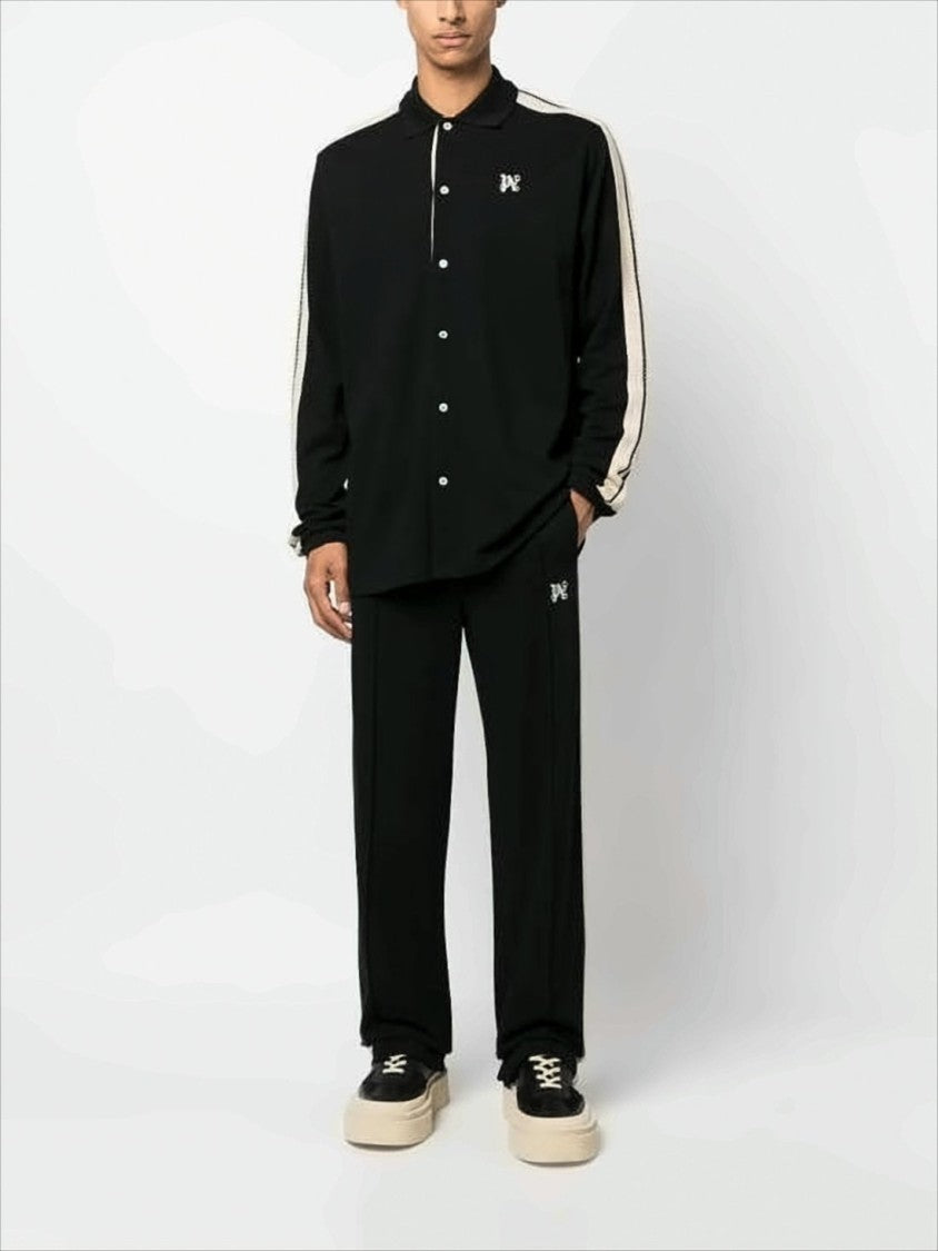 Palm Angels Relaxed Fit Black Jogger Pants With Textured Stripes