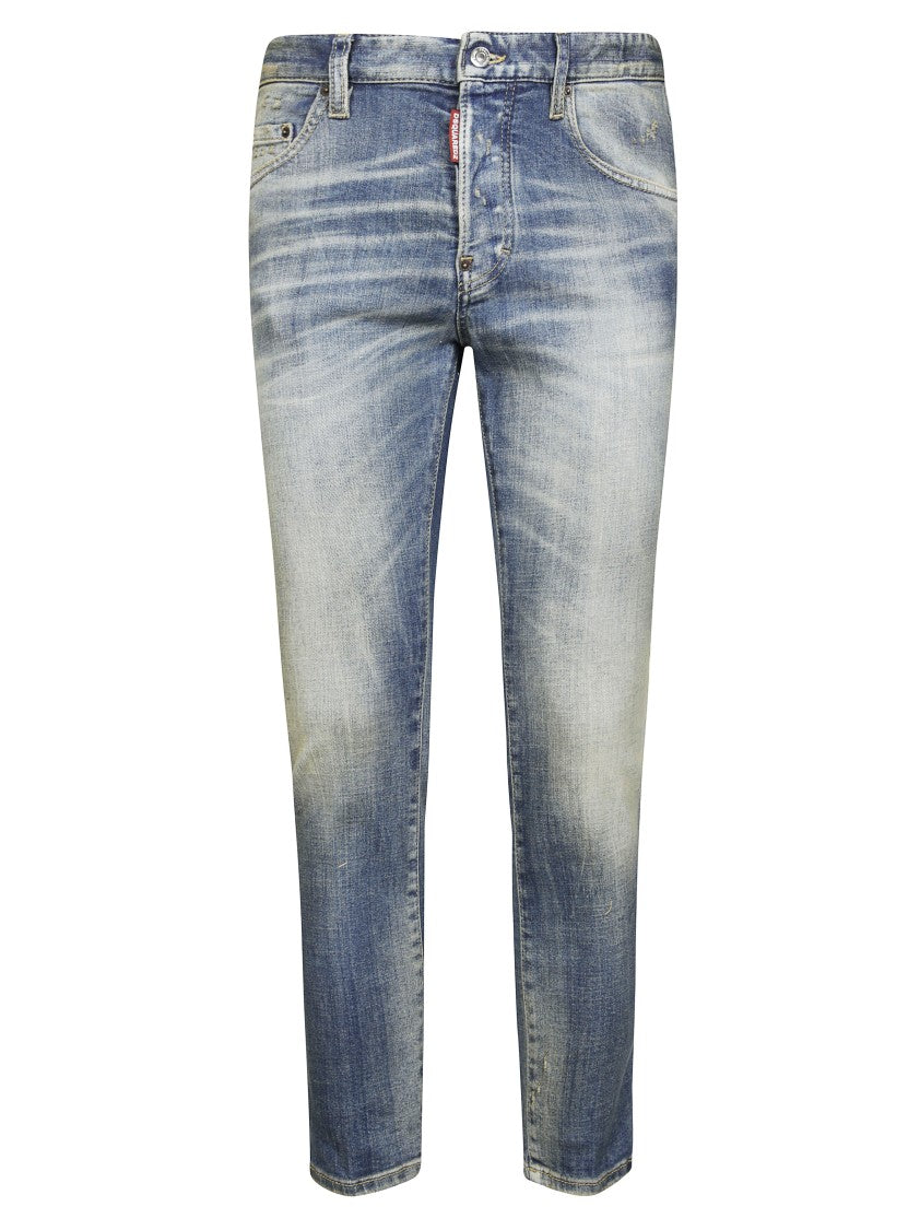 Dsquared2 Medium Blue Straight-Leg Jeans With Traditional Five-Pocket Design