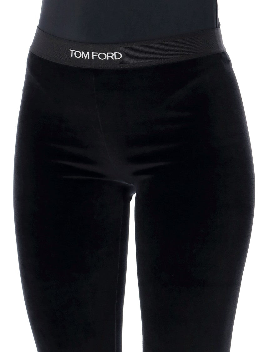 Tom Ford Form-Fitting Black Velour Leggings
